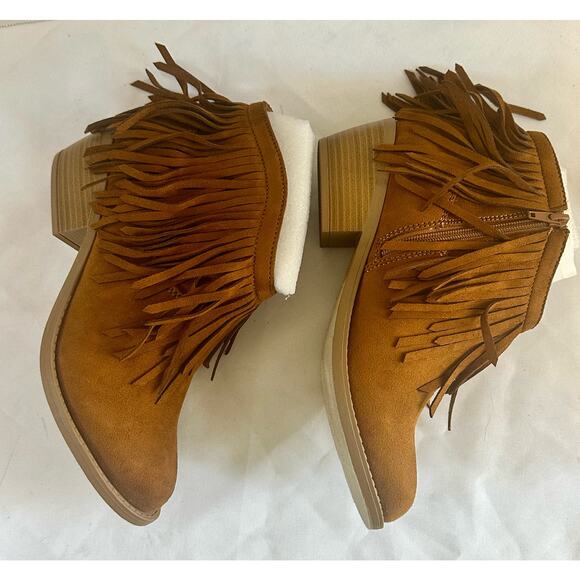 J. Adam’s Western Fringe Ankle Boots Tan Size 10 - Picture 2 of 10